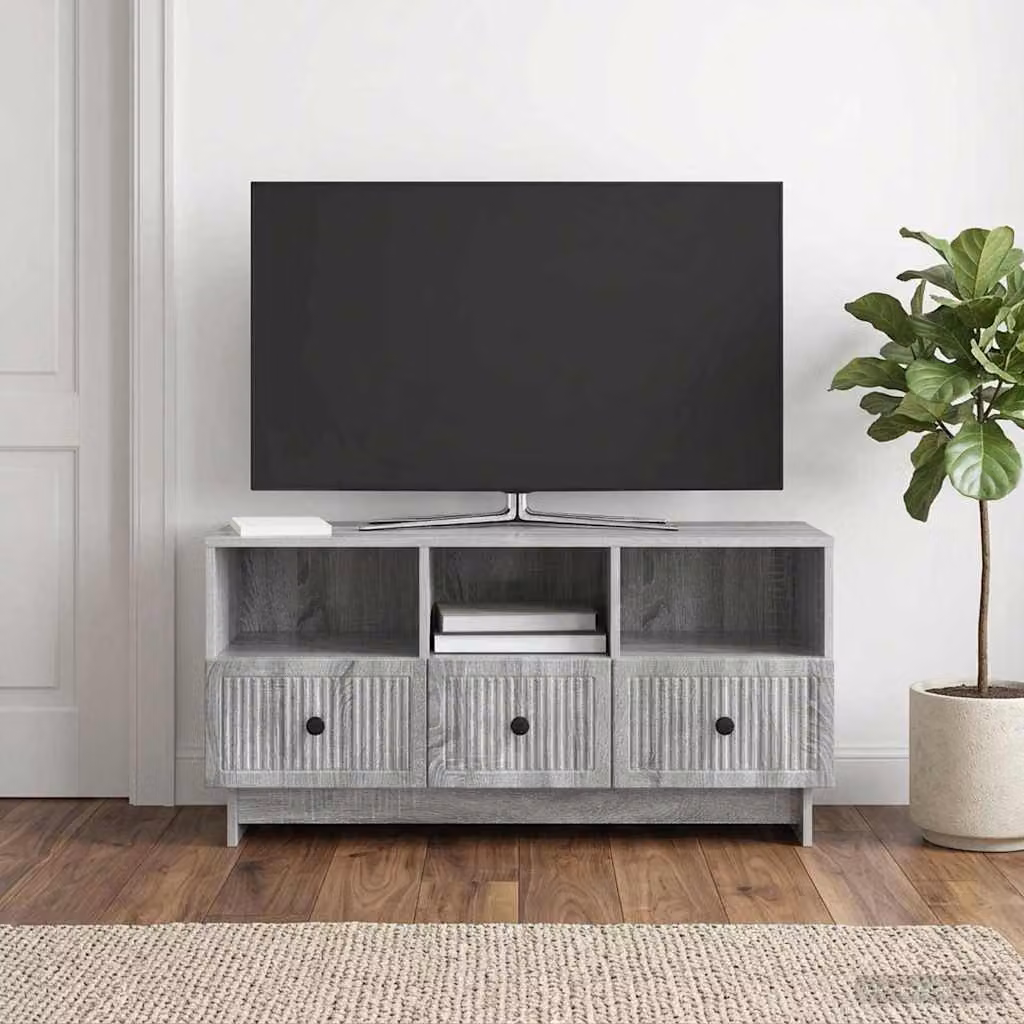 Mobile TV vidaXL moderno in legno ingegnerizzato grigio L: 102 cm, P: 34,5 cm, H: 50 cm
