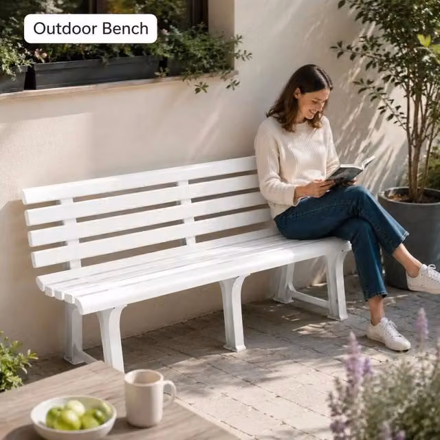 Garden Bench 145.5 Cm Plastic White