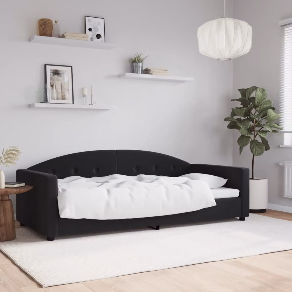 Letto da giorno vidaXL in velluto nero con struttura imbottita L/P/H: 200 x 90 x 75 cm
