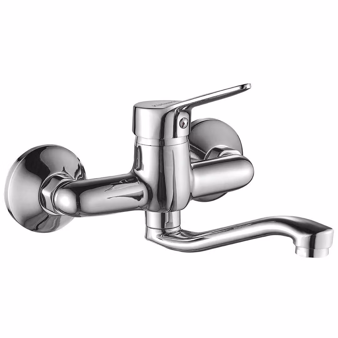 Rubinetto a parete cromato per lavabo, rubinetto a parete, miscelatore a parete, miscelatore monocomando