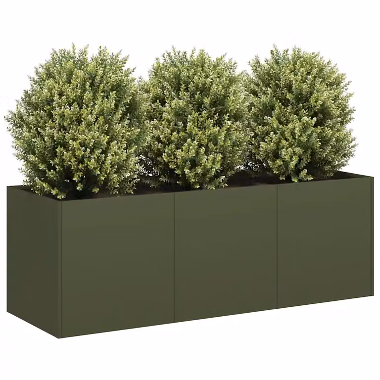 Fioriera rialzata vidaXL in acciaio verde, L 120 x P 40 x H 40 cm