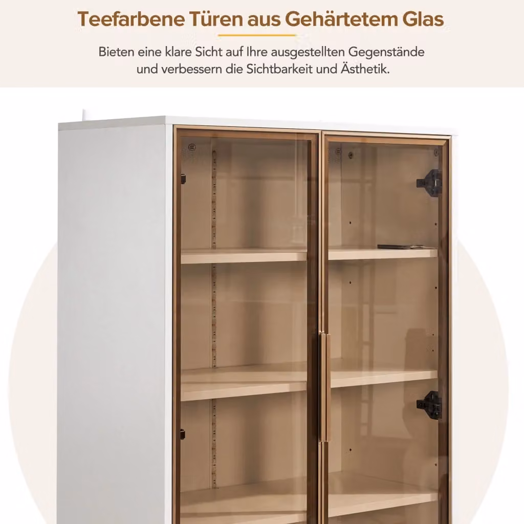 Vetrina REDOM Bianca con ante in vetro e illuminazione LED, L: 70 cm, P: 35 cm, H: 150 cm – 2