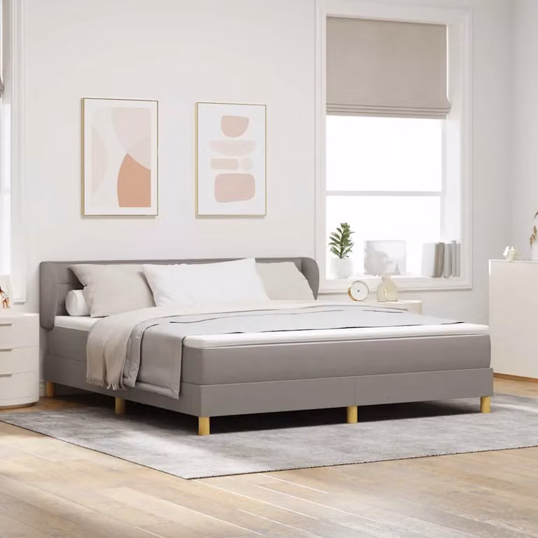Letto a molle con testiera Talpa vidaXL in tessuto beige o grigio, L/P: 180 x 200 cm