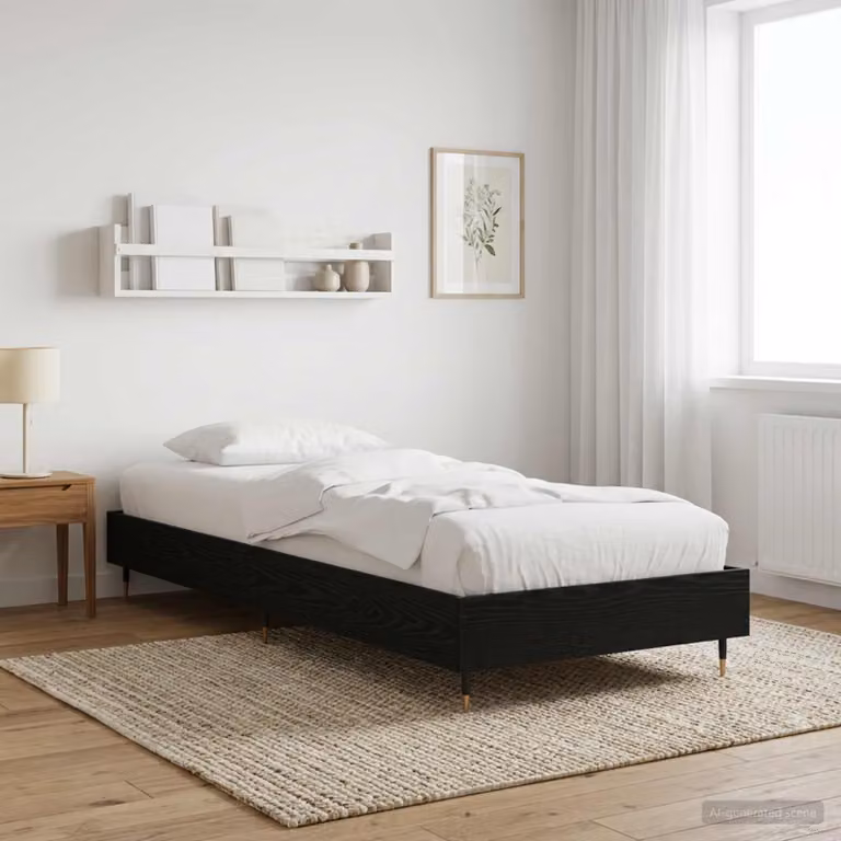 Struttura del letto moderna vidaXL in legno rovere e nero L 200 cm x P 80 cm x H 83 cm