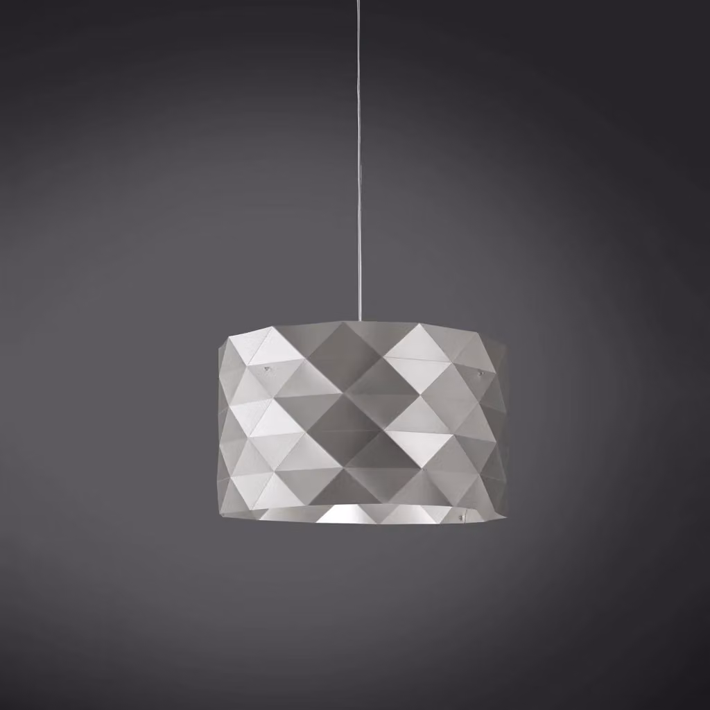 Lampada a sospensione moderna Prisma Polilux Linea Zero in argento e metallo cromo, diametro 40 cm, attacco E27 – 2