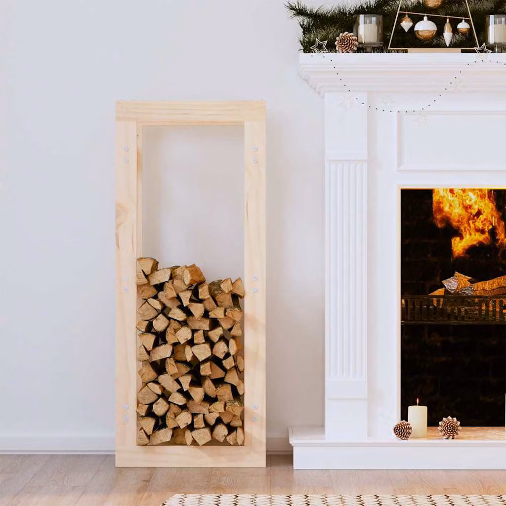 vidaXL Portalegna in Legno Massello di Pino, Marrone e Beige, L 41 cm x P 25 cm x H 100 cm
