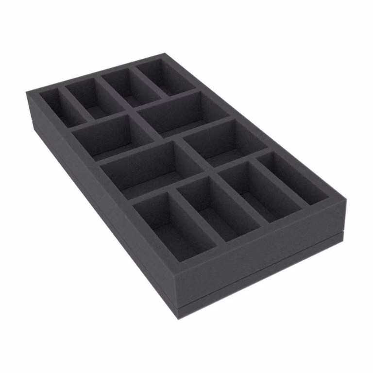 Inserto in schiuma 285x142x40 mm, 12 scomparti per accessori da giochi da tavolo