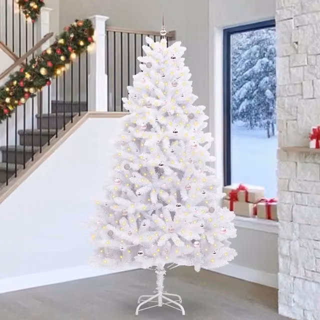 Albero di Natale Artificiale con Rami Pieghevoli Bianco 270 cm 3426623