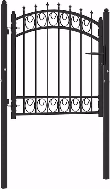 Cancello singolo a battente vidaXL in acciaio nero, L: 104 cm, H: 97 cm – 1