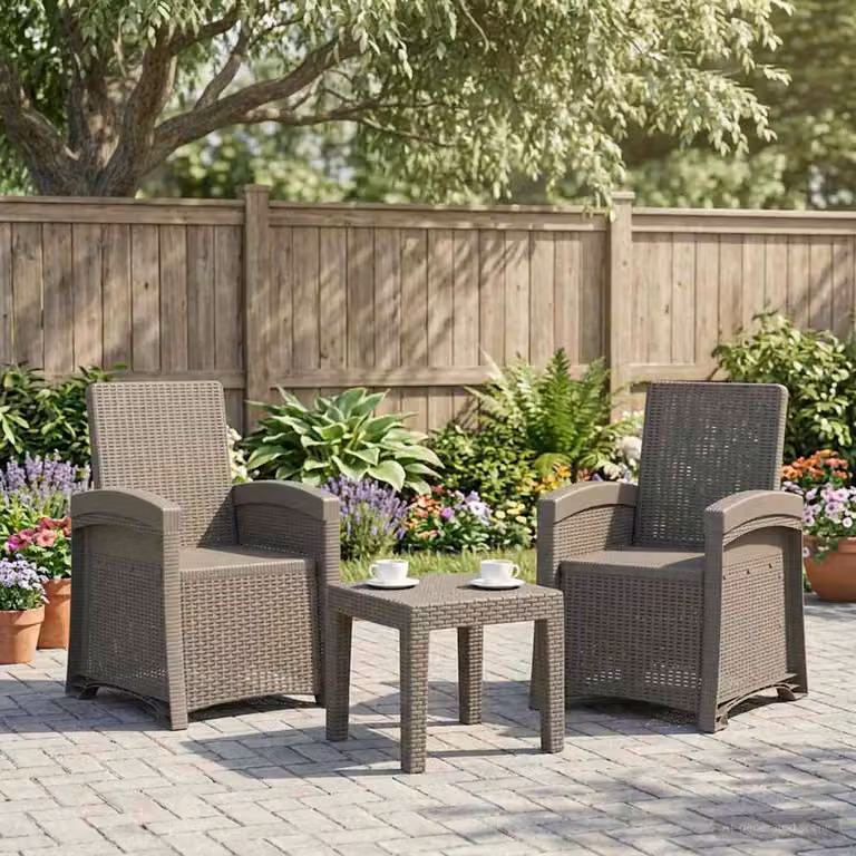 Set di 2 sedie da giardino reclinabili vidaXL in effetto rattan grigio con braccioli