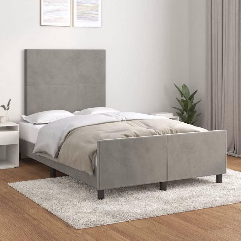 vidaXL Giroletto senza Materasso in Velluto Grigio con Struttura in Legno di Larice L/P/H: 120 x 200 x 126 cm