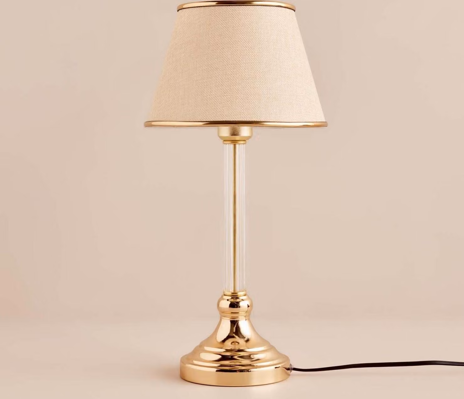 Opviq, lampada da tavolo di alta qualità, beige e oro, 45 cm, attacco E27, 100% tessuto, struttura in metallo