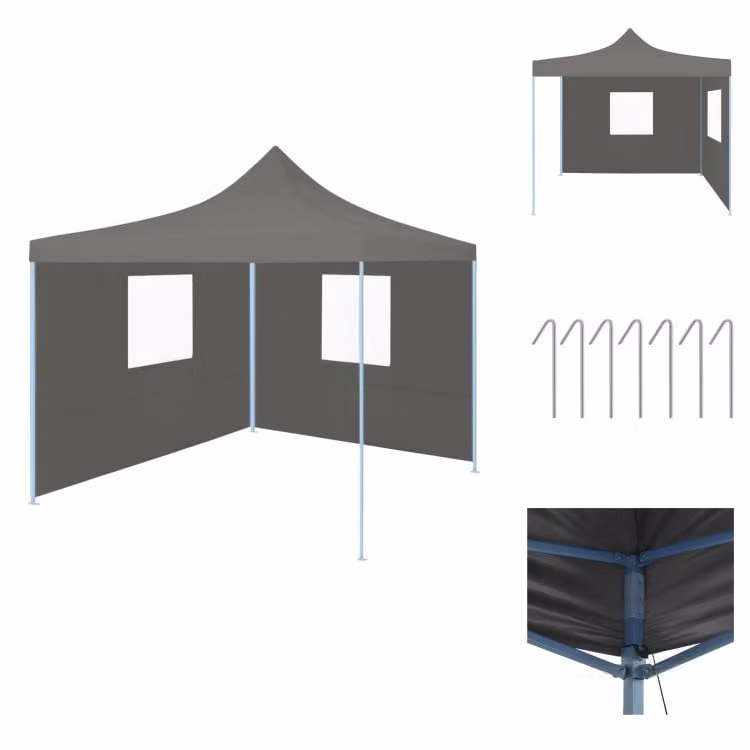 vidaXL Tenda pieghevole per feste pop-up con 2 pareti laterali 3 x 3 m antracite - Padiglioni e tende per feste