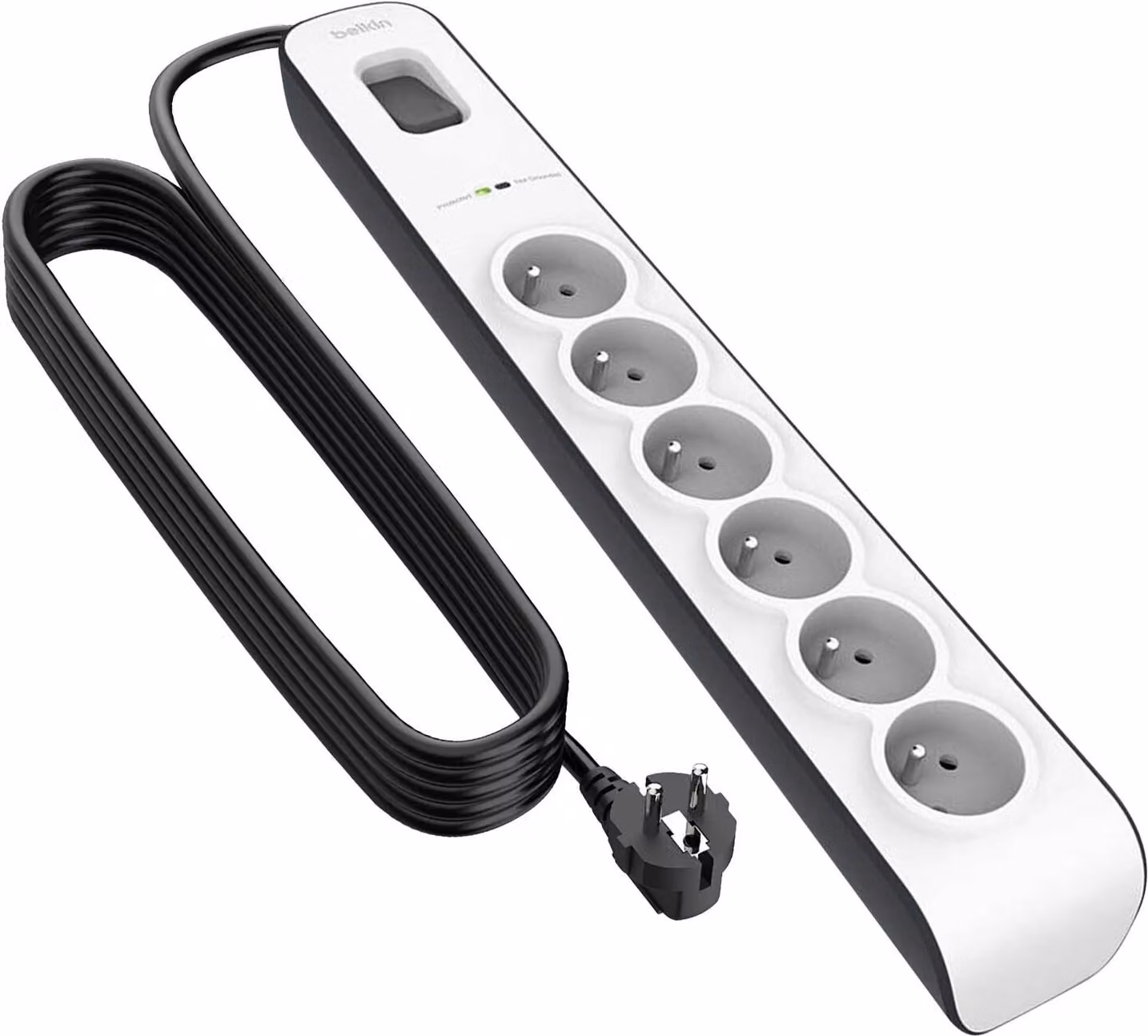 presa a 6 vie con interruttore on/off e cavo di alimentazione da 2 m, Belkin - Bianco
