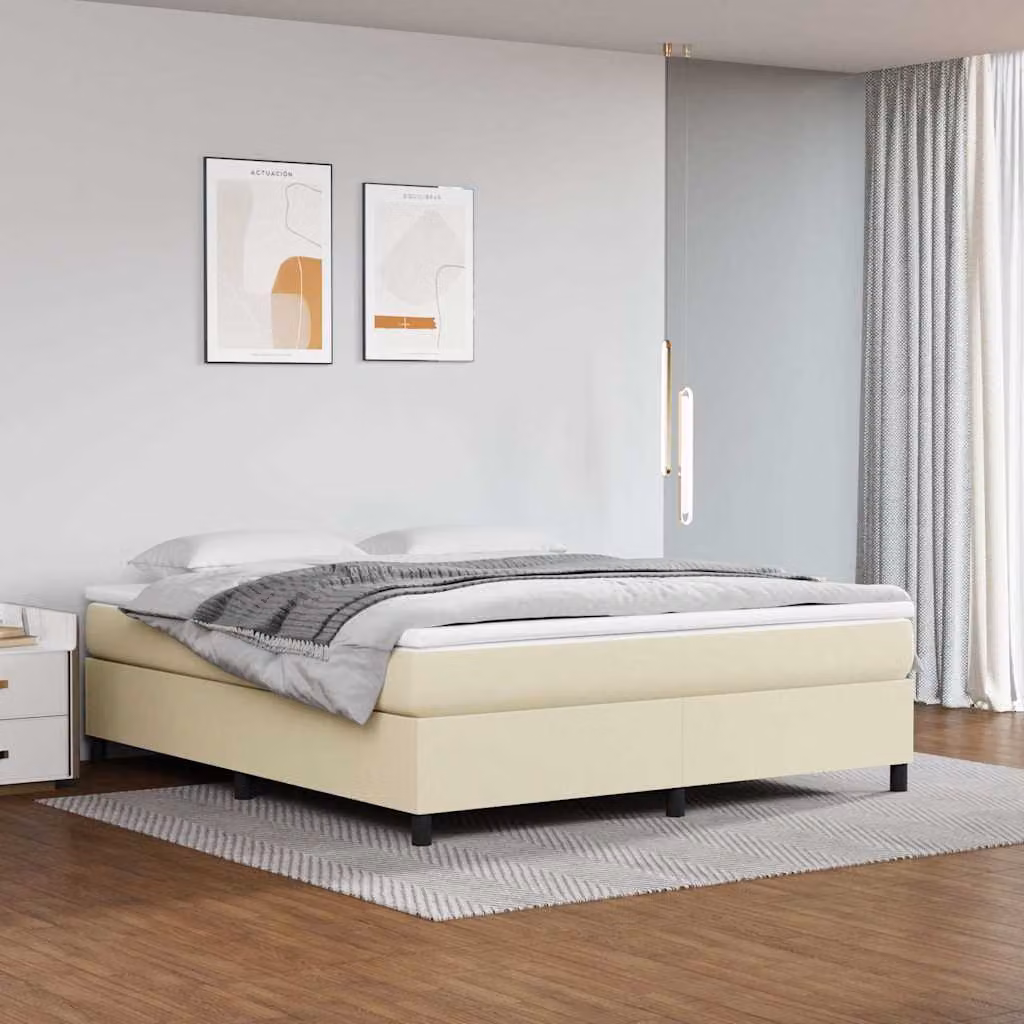 Struttura Letto con Rete a Molle vidaXL in Similpelle Beige L: 160 cm, P: 200 cm, H: 203 cm
