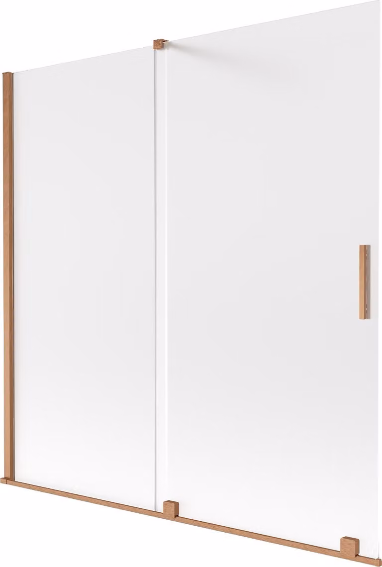 Mexen Velar paratia per vasca da bagno a 2 ante scorrevoli 160 x 150 cm, brina, rame spazzolato - 896-160-000-31-65