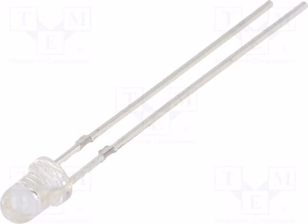 2 LED a 3 mm senza limitatore di corrente, modello OSY5RU3131A, diodi LED a montaggio traversabile (THT) da 3 mm, colore giallo, intensità luminosa da 1560 a 2500 mcd, angolo di emissione di 30°