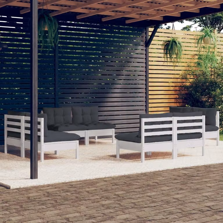 The Living Store Set salotto da giardino 8 pezzi con cuscini antracite legno di pino