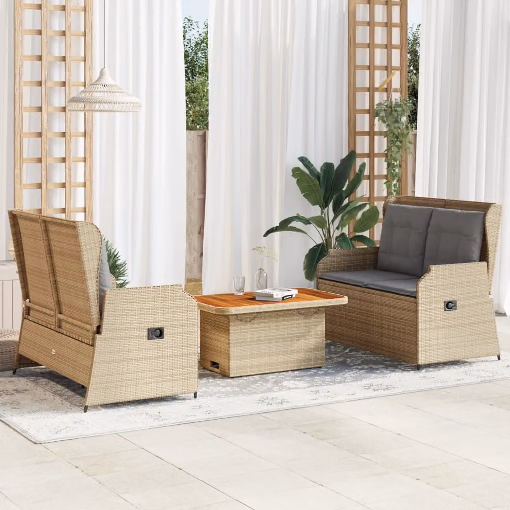 Maison Exclusive - Set Divani da Giardino 3 pz con Cuscini in Polyrattan Beige