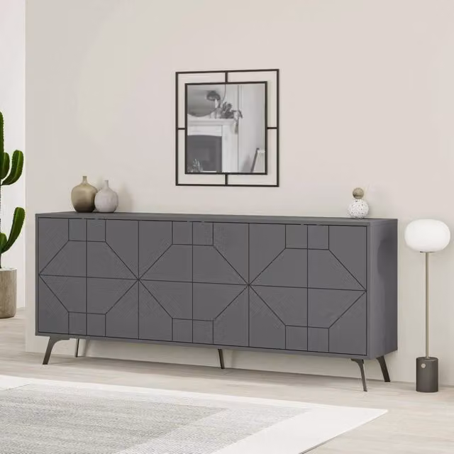Madia Earl, Credenza 6 Ripiani, 184x35x77h cm Nero Antracite