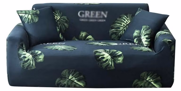 Copertura elastica per divano – Antiscivolo, include 2 federe – Verde – 235-300 cm