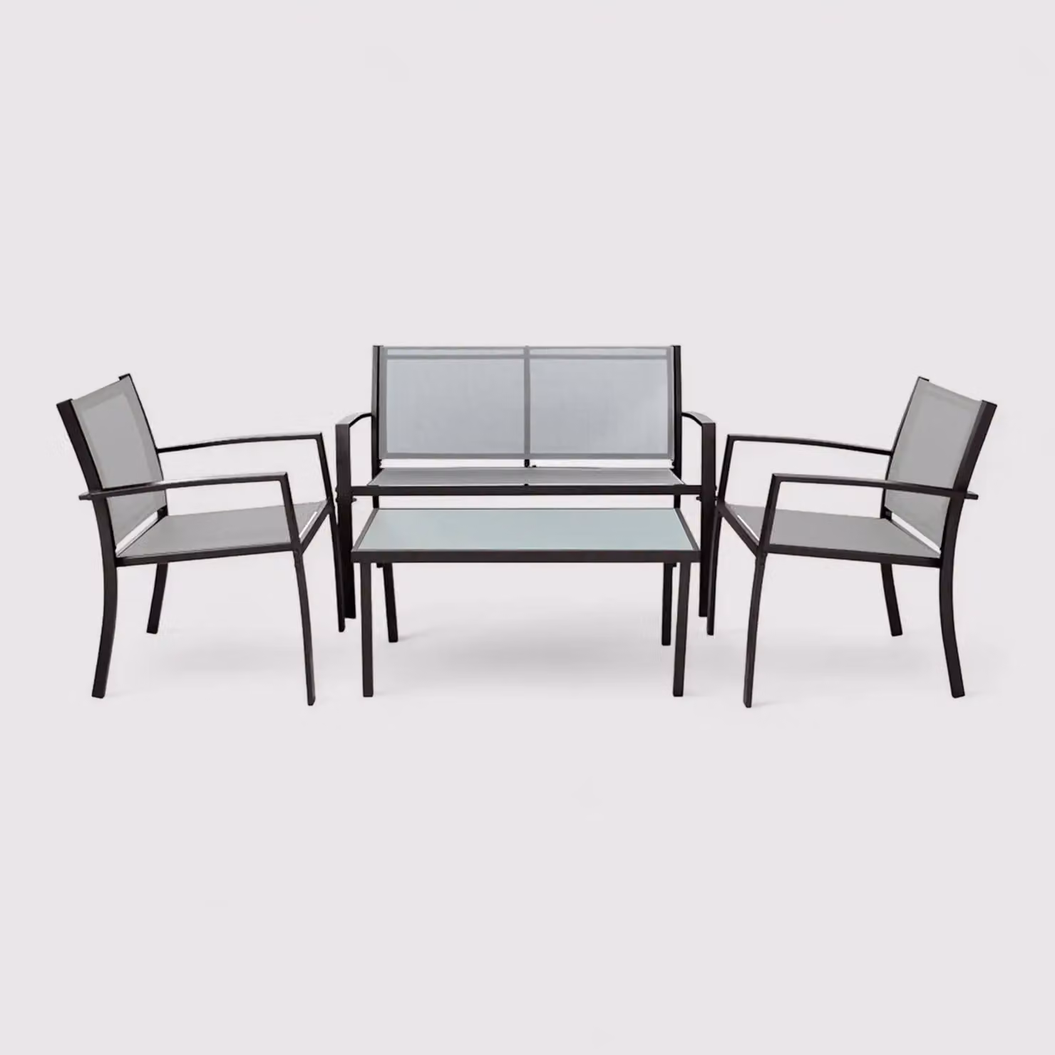 Rawal - Set 3 divani da esterno grigio chiaro con tavolino