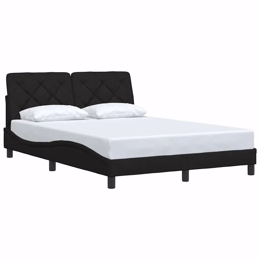 Giroletto vidaXL in tessuto nero con doghe in legno L/P/H: 140 x 190 cm – 2