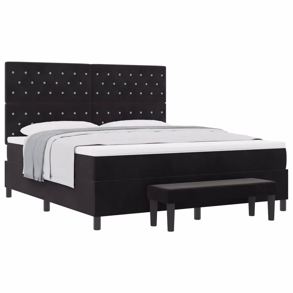 Letto moderno con testiera in velluto nero vidaXL L: 180 cm, P: 200 cm, H: 128 cm – 2