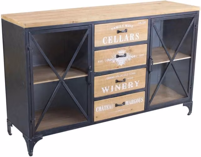 Madia per soggiorno Industrial in Legno Metallo cm 128x38x79 - GUS
