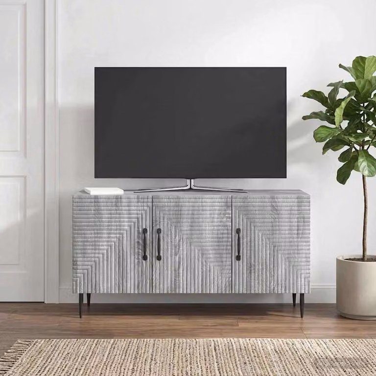 Mobile TV vidaXL Grigio Sonoma in legno e metallo L 99 cm x P 34,5 cm x H 50 cm