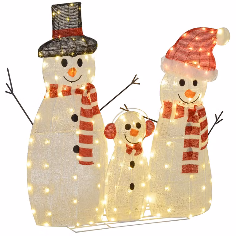Illuminazione natalizia a forma di pupazzo di neve, 148 LED | Colore: Bianco | Dimensioni: 34x67x93 cm