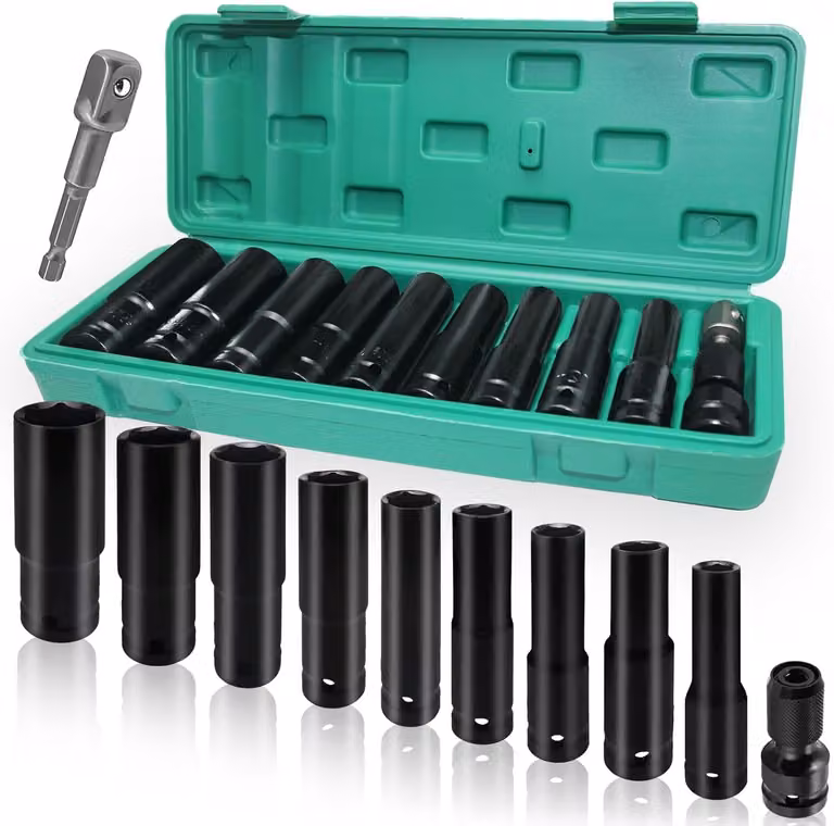 Set di chiavi a bussola, 11 pezzi, attacco da 1/2 pollice, da 10 a 24 mm, con inserti Torx, per riparazioni auto