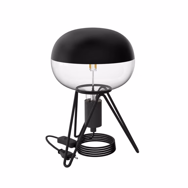 Calex Lampada da tavolo Tripod, Nero, Soggiorno / Sala da pranzo, Metallo, Moderno, Lampada da tavolo