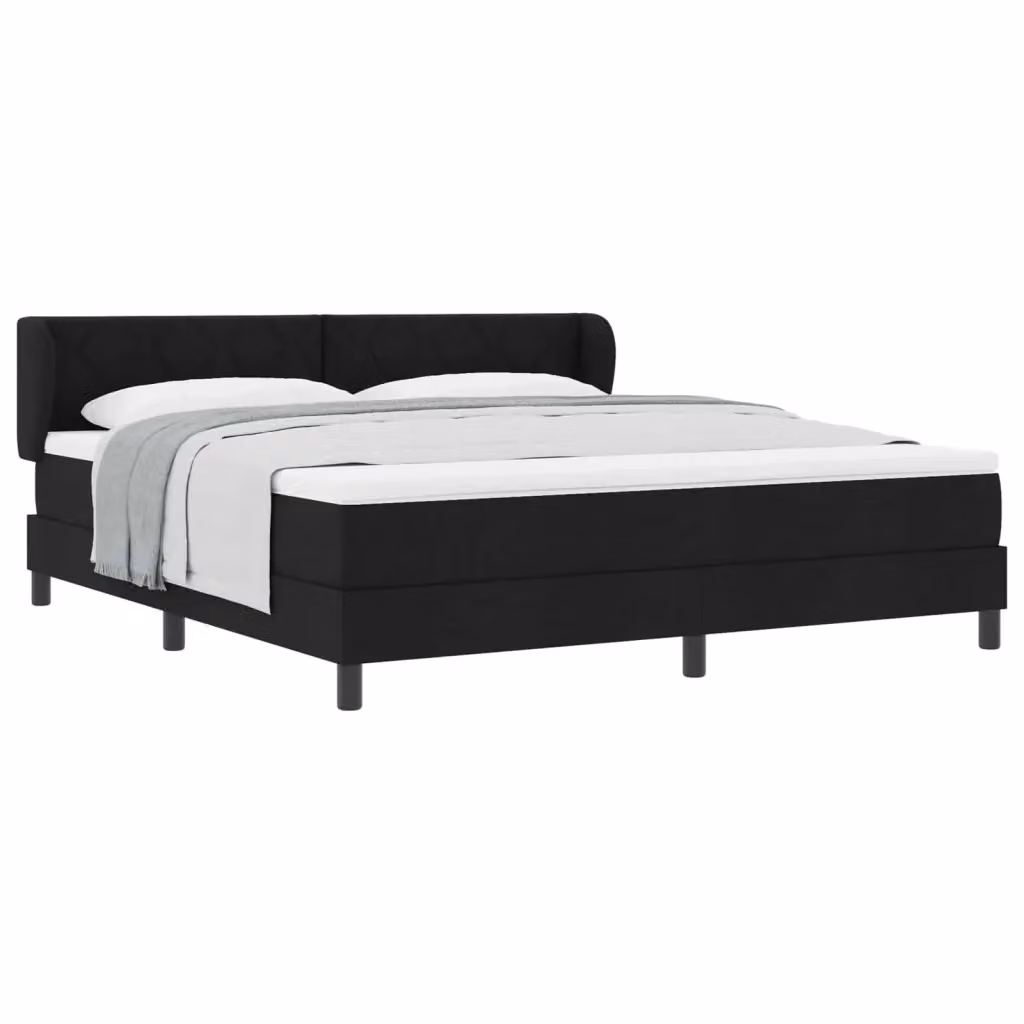 Letto a molle con testiera vidaXL in tessuto nero L: 180 cm, P: 200 cm, H: 103 cm – 2