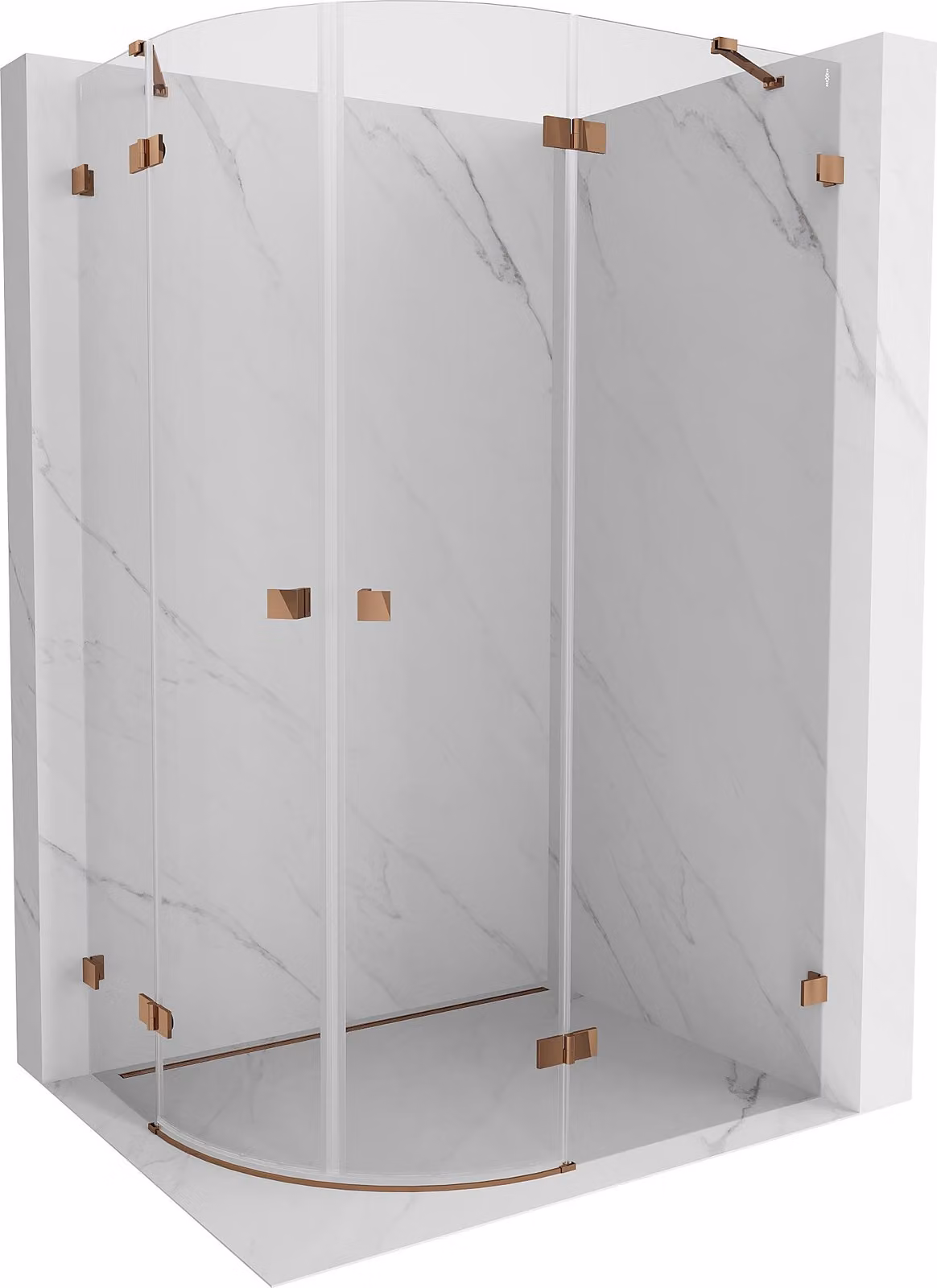 Mexen Lunar cabina doccia semicircolare battente destra 100 x 70 cm, trasparente, oro rosa - 833-100P-070L-60-00