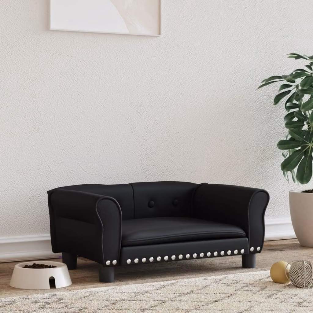 The Living Store Letto per cani nero 70x45x30 cm Similcuoio