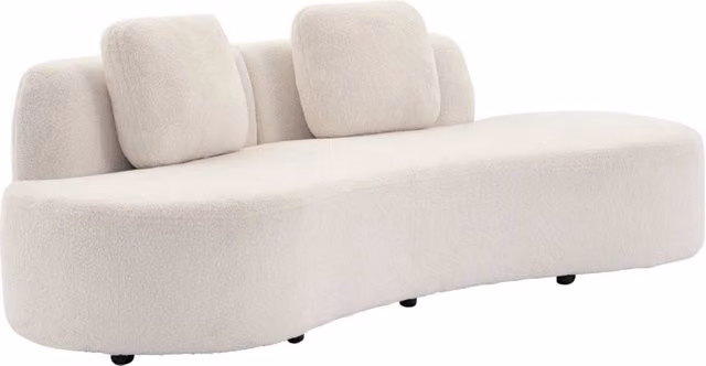 Divano curvo organico in bouclé, 3 posti, crema