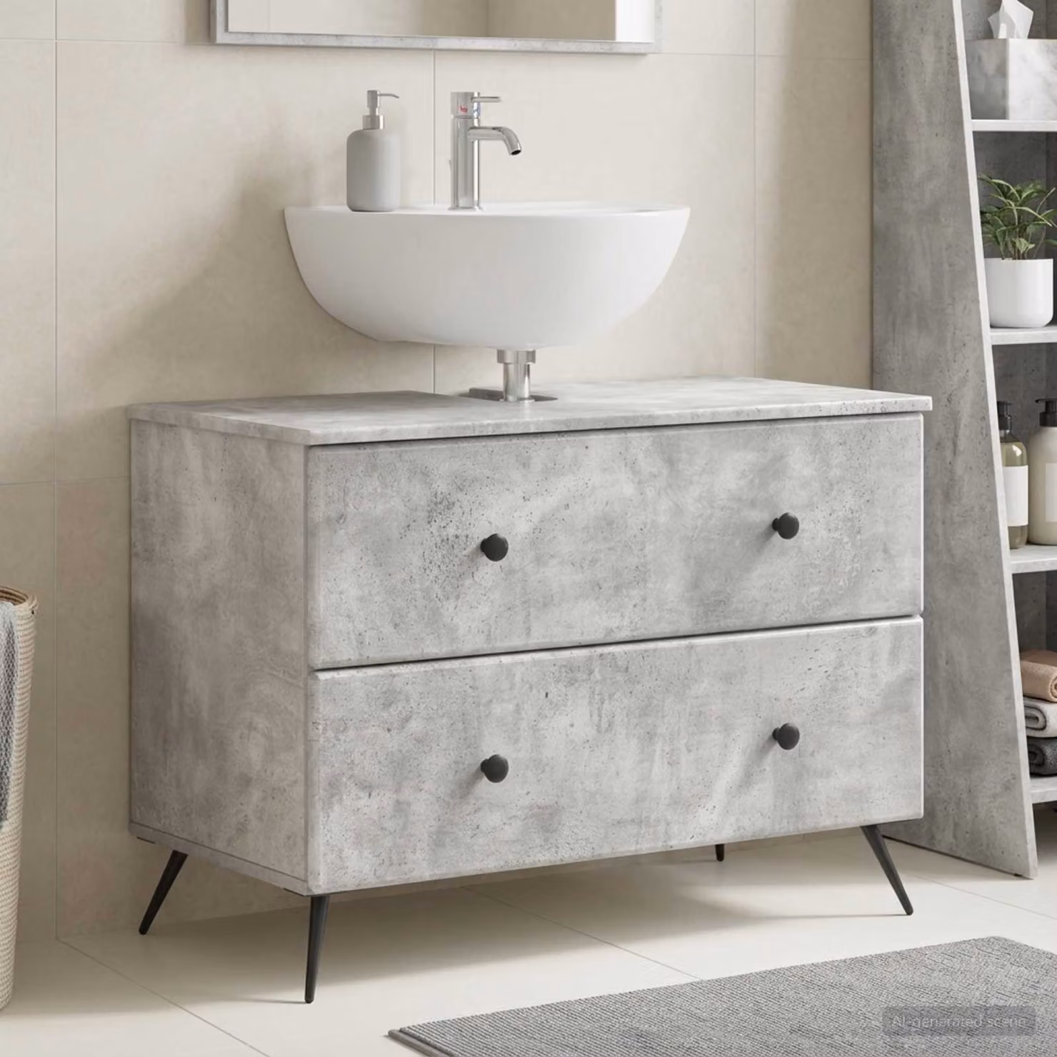 vidaXL Armadio per Lavabo da Bagno BREDA Moderno Grigio e Nero con Cassetti e Ripiani Interni L: 82 cm, P: 59 cm, H: 41 cm