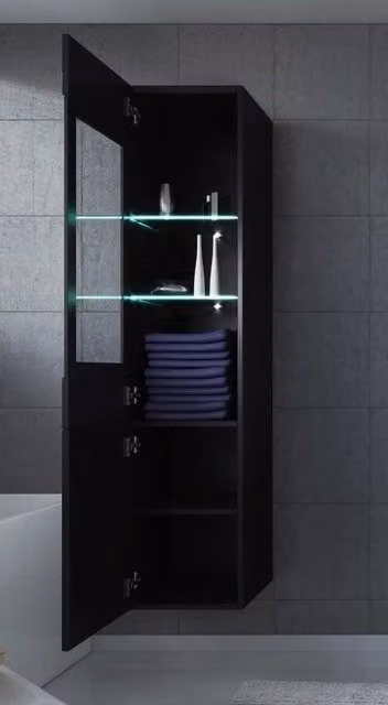 Cassettiera da bagno alta - Rio 131 cm - alta finitura nera - cassettiera alta - arredo - arredo da bagno - cassettiera laterale - cassettiera da bagno