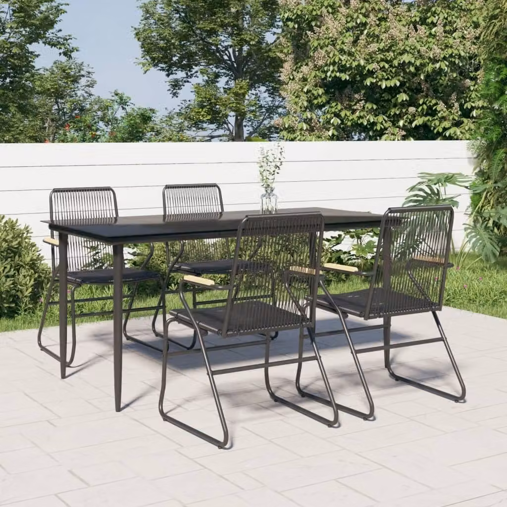 Maison Exclusive - Set da pranzo da giardino 5 pezzi in rattan PVC nero