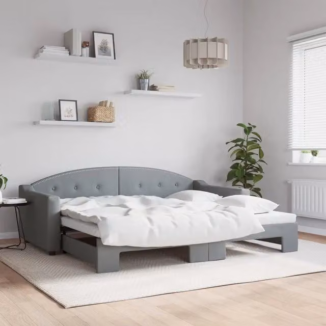 Divano Letto Moderno vidaXL in Tessuto Grigio con Letto Estraibile L/P/H: 223 x 90 x 151 cm