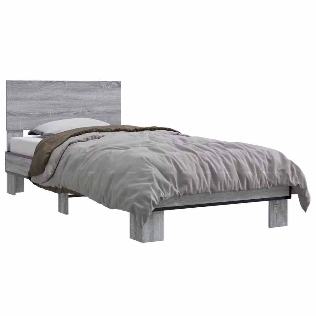 Struttura letto con testata Sonoma grigio L: 80 cm, P: 200 cm, H: 83 cm – 2