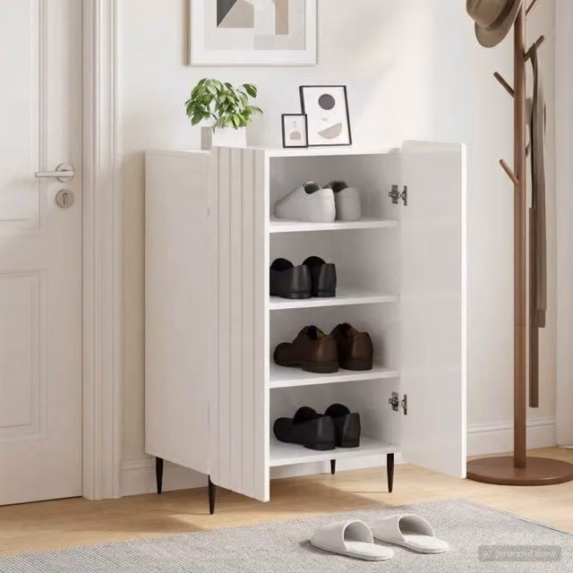 Mobile per scarpe moderno vidaXL Bianco Lucido L: 59,5 cm, P: 39,5 cm, H: 91,5 cm – 1