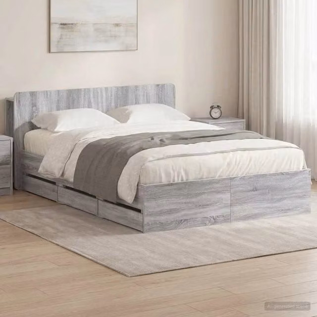 Struttura del letto con stoccaggio e testata Sonoma grigio 3433975