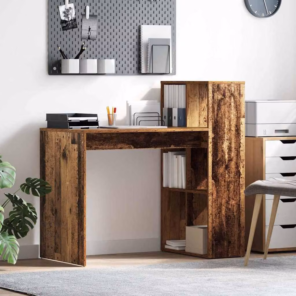 Maison Exclusive - Scrivania in legno massello e materiale composito, dimensioni 108 x 55 x 103,5 cm