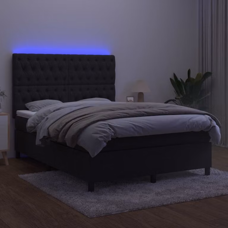 Maison Exclusive - Letto a Molle con Materasso e LED Nero 140x190 cm in Velluto