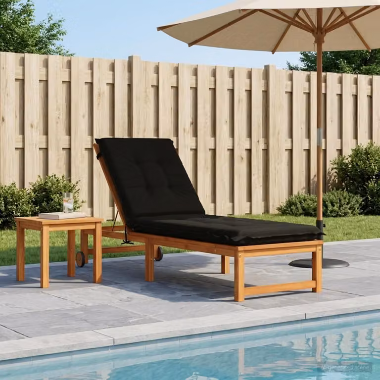 vidaXL Cuscino per Lettino GEMERT Nero in 100% Poliestere L: 190 cm, P: 60 cm, H: 9 cm