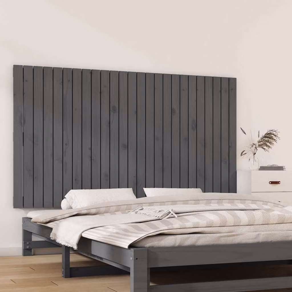 Testiera da parete vidaXL in legno massello di pino grigio, L: 159,5 cm, P: 3 cm, H: 90 cm