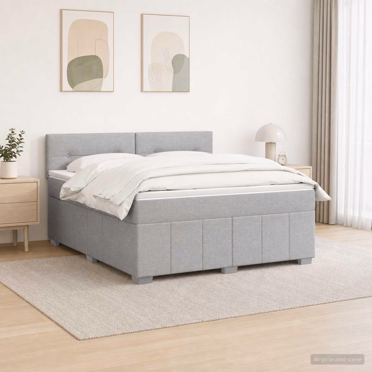 Maison Exclusive - Letto boxspring con materasso Grigio chiaro 140 x 190 cm Tessuto