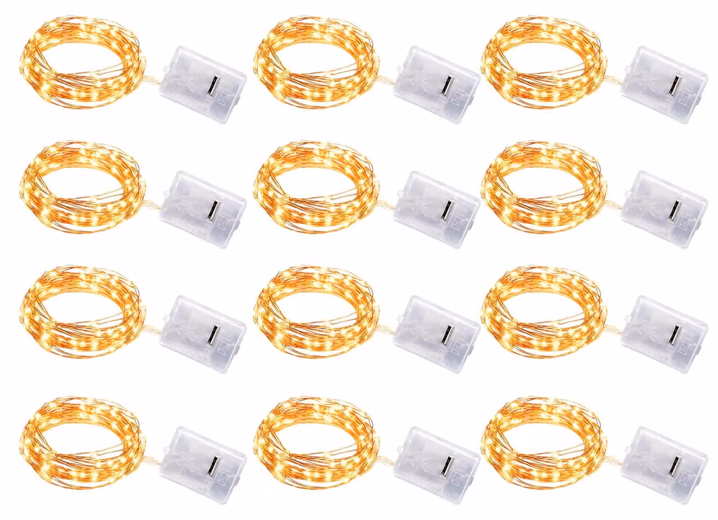 Mini catena luminosa, 12 luci, 1 metro, luce bianco caldo, 3 modalità, per interni/esterni